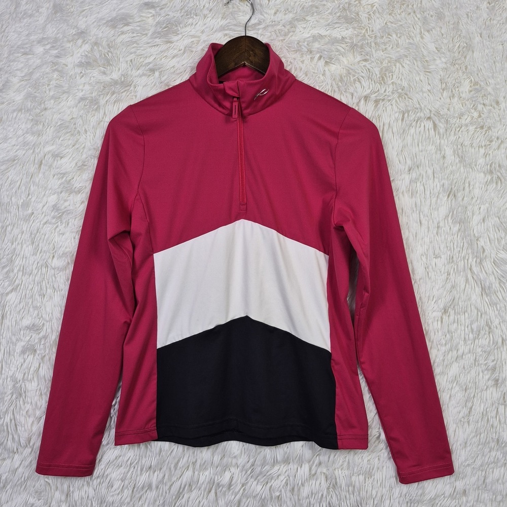 KJUS‎ Girls Julie Midlayer Half-Zip Pink Colorblock UPF 50 Pullover Sz L 164
